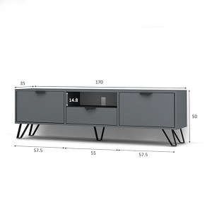meg-GP028-0035,2-2 ΕΠΙΠΛΟ ΤΗΛΕΟΡΑΣΗΣ JASMINE MEGAPAP ΑΠΟ ΜΕΛΑΜΙΝΗ ΧΡΩΜΑ ΚΑΡΥΔΙ 170X35X50ΕΚ.