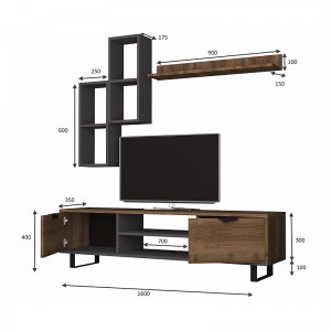 meg-GP028-0036,1-2 ΣΥΝΘΕΣΗ ΤΗΛΕΟΡΑΣΗΣ LONSA MEGAPAP ΑΠΟ ΜΕΛΑΜΙΝΗ ΧΡΩΜΑ ΚΑΡΥΔΙ - ΓΚΡΙ 160X35X40ΕΚ.