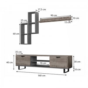 meg-GP028-0036,1-3 ΣΥΝΘΕΣΗ ΤΗΛΕΟΡΑΣΗΣ LONSA MEGAPAP ΑΠΟ ΜΕΛΑΜΙΝΗ ΧΡΩΜΑ ΚΑΡΥΔΙ - ΓΚΡΙ 160X35X40ΕΚ.
