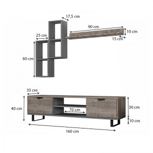 meg-GP028-0036,2-3 ΣΥΝΘΕΣΗ ΤΗΛΕΟΡΑΣΗΣ LONSA MEGAPAP ΑΠΟ ΜΕΛΑΜΙΝΗ ΧΡΩΜΑ ΓΚΡΙ 160X35X40ΕΚ.