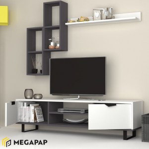 meg-GP028-0036,3-1 ΣΥΝΘΕΣΗ ΤΗΛΕΟΡΑΣΗΣ LONSA MEGAPAP ΑΠΟ ΜΕΛΑΜΙΝΗ ΧΡΩΜΑ ΛΕΥΚΟ 160X35X40ΕΚ.