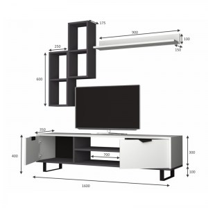 meg-GP028-0036,3-2 ΣΥΝΘΕΣΗ ΤΗΛΕΟΡΑΣΗΣ LONSA MEGAPAP ΑΠΟ ΜΕΛΑΜΙΝΗ ΧΡΩΜΑ ΛΕΥΚΟ 160X35X40ΕΚ.
