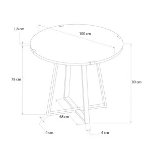 meg-GP028-0064,4-3 ΤΡΑΠΕΖΙ RUBES MEGAPAP ΧΡΩΜΑ ΛΕΥΚΟ - ΑΝΘΡΑΚΙ 100X100X78ΕΚ.