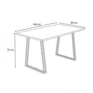 meg-GP028-0069,1-3 ΤΡΑΠΕΖΙ GABLE MEGAPAP ΜΕΤΑΛΛΙΚΟ - ΜΕΛΑΜΙΝΗΣ ΧΡΩΜΑ SONOMA - ΑΝΘΡΑΚΙ 140X80X76ΕΚ.