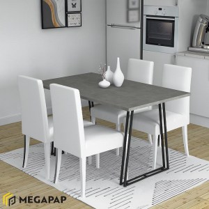 meg-GP028-0069,2-1 ΤΡΑΠΕΖΙ ΚΟΥΖΙΝΑΣ/ΣΑΛΟΝΙΟΥ GABLE MEGAPAP ΜΕΤΑΛΛΙΚΟ - ΜΕΛΑΜΙΝΗΣ ΧΡΩΜΑ ΜΑΥΡΟ - ΑΝΘΡΑΚΙ 140X80X76ΕΚ.