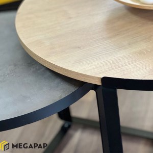 meg-GP028-0072,1-2 ΣΕΤ ΤΡΑΠΕΖΑΚΙΑ ΣΑΛΟΝΙΟΥ DAVIS MEGAPAP 2ΤΜΧ. ΧΡΩΜΑ ΦΥΣΙΚΟ ΟΞΙΑΣ/ΓΚΡΙ ΣΚΥΡΟΔΕΜΑΤΟΣ 70X69X46ΕΚ.