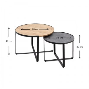 meg-GP028-0072,1-3 ΣΕΤ ΤΡΑΠΕΖΑΚΙΑ ΣΑΛΟΝΙΟΥ DAVIS MEGAPAP 2ΤΜΧ. ΧΡΩΜΑ ΦΥΣΙΚΟ ΟΞΙΑΣ/ΓΚΡΙ ΣΚΥΡΟΔΕΜΑΤΟΣ 70X69X46ΕΚ.