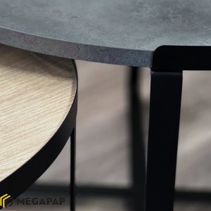 meg-GP028-0072,2-2 ΣΕΤ ΤΡΑΠΕΖΑΚΙΑ ΣΑΛΟΝΙΟΥ DAVIS MEGAPAP 2ΤΜΧ. ΧΡΩΜΑ ΓΚΡΙ ΣΚΥΡΟΔΕΜΑΤΟΣ/ΦΥΣΙΚΟ ΟΞΙΑΣ 70X69X46ΕΚ.