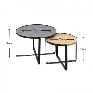 meg-GP028-0072,2-3 ΣΕΤ ΤΡΑΠΕΖΑΚΙΑ ΣΑΛΟΝΙΟΥ DAVIS MEGAPAP 2ΤΜΧ. ΧΡΩΜΑ ΓΚΡΙ ΣΚΥΡΟΔΕΜΑΤΟΣ/ΦΥΣΙΚΟ ΟΞΙΑΣ 70X69X46ΕΚ.