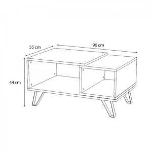 meg-GP028-0075,1-2 ΤΡΑΠΕΖΑΚΙ ΣΑΛΟΝΙΟΥ DON MEGAPAP ΜΕΛΑΜΙΝΗΣ ΧΡΩΜΑ SONOMA - ΑΝΘΡΑΚΙ 90X55X44ΕΚ.