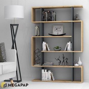 meg-GP028-0077,1-1 ΒΙΒΛΙΟΘΗΚΗ ΜΕΛΑΜΙΝΗΣ CLINT MEGAPAP ΧΡΩΜΑ SONOMA - ΑΝΘΡΑΚΙ 108X25X161ΕΚ.