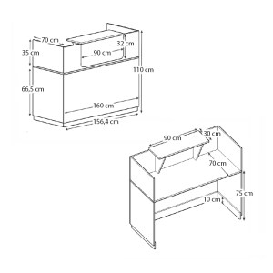 meg-GP028-0078,4-3 ΓΡΑΦΕΙΟ RECEPTION LEMMON MEGAPAP ΧΡΩΜΑ ΓΚΡΙ ΣΚΥΡΟΔΕΜΑΤΟΣ 160X70X110ΕΚ.