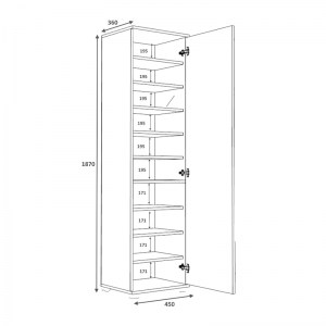 meg-GP028-0097,1-3 ΝΤΟΥΛΑΠΑ ΡΟΥΧΩΝ - ΠΑΠΟΥΤΣΟΘΗΚΗ VISLA MEGAPAP ΜΟΝΟΦΥΛΛΗ ΑΠΟ ΜΕΛΑΜΙΝΗ ΜΕ ΚΑΘΡΕΠΤΗ ΧΡΩΜΑ ΛΕΥΚΟ 45X36X187ΕΚ.