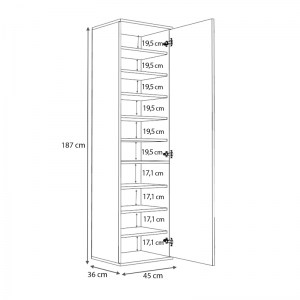 meg-GP028-0097,2-3 ΝΤΟΥΛΑΠΑ ΡΟΥΧΩΝ - ΠΑΠΟΥΤΣΟΘΗΚΗ VISLA MEGAPAP ΜΟΝΟΦΥΛΛΗ ΜΕ ΚΑΘΡΕΠΤΗ ΧΡΩΜΑ ΓΚΡΙ ΣΚΥΡΟΔΕΜΑΤΟΣ 45X36X187ΕΚ.