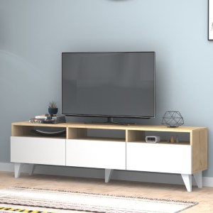 meg-GP028-0105,1-0 ΕΠΙΠΛΟ ΤΗΛΕΟΡΑΣΗΣ DELUXE MEGAPAP ΧΡΩΜΑ ΛΕΥΚΟ - ΦΥΣΙΚΟ ΟΞΙΑΣ 180X35X47CM.
