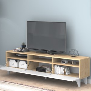 meg-GP028-0105,1-1 ΕΠΙΠΛΟ ΤΗΛΕΟΡΑΣΗΣ DELUXE MEGAPAP ΧΡΩΜΑ ΛΕΥΚΟ - ΦΥΣΙΚΟ ΟΞΙΑΣ 180X35X47CM.