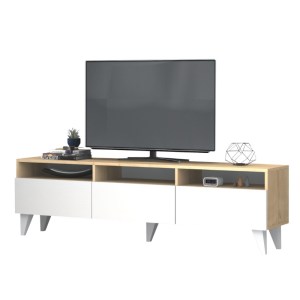 meg-GP028-0105,1-2 ΕΠΙΠΛΟ ΤΗΛΕΟΡΑΣΗΣ DELUXE MEGAPAP ΧΡΩΜΑ ΛΕΥΚΟ - ΦΥΣΙΚΟ ΟΞΙΑΣ 180X35X47CM.