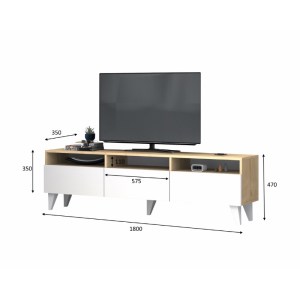 meg-GP028-0105,1-3 ΕΠΙΠΛΟ ΤΗΛΕΟΡΑΣΗΣ DELUXE MEGAPAP ΧΡΩΜΑ ΛΕΥΚΟ - ΦΥΣΙΚΟ ΟΞΙΑΣ 180X35X47CM.