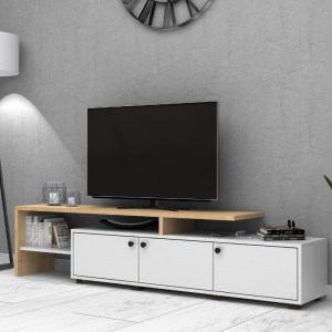 meg-GP028-0106,1-0 ΕΠΙΠΛΟ ΤΗΛΕΟΡΑΣΗΣ AMADEO MEGAPAP ΧΡΩΜΑ ΛΕΥΚΟ - ΦΥΣΙΚΟ ΟΞΙΑΣ 197,5X35X46CM.