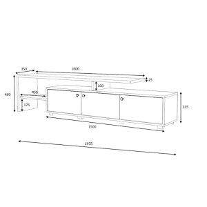 meg-GP028-0106,2-3 ΕΠΙΠΛΟ ΤΗΛΕΟΡΑΣΗΣ AMADEO MEGAPAP ΧΡΩΜΑ ΑΝΘΡΑΚΙ - ΦΥΣΙΚΟ ΟΞΙΑΣ 197,5X35X46CM.