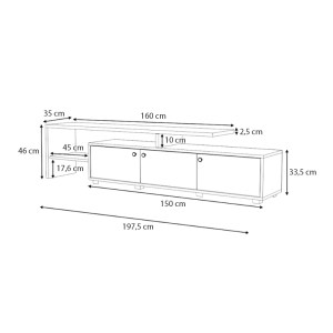 meg-GP028-0106,2-4 ΕΠΙΠΛΟ ΤΗΛΕΟΡΑΣΗΣ AMADEO MEGAPAP ΧΡΩΜΑ ΑΝΘΡΑΚΙ - ΦΥΣΙΚΟ ΟΞΙΑΣ 197,5X35X46CM.
