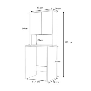 meg-GP028-0129,1-4 ΕΠΙΠΛΟ ΠΛΥΝΤΗΡΙΟΥ COZEN MEGAPAP ΧΡΩΜΑ ΛΕΥΚΟ 65X60X178ΕΚ.