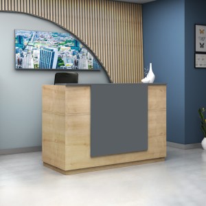 meg-GP028-0136,1-0 ΓΡΑΦΕΙΟ ΥΠΟΔΟΧΗΣ - RECEPTION GEMINI MEGAPAP ΧΡΩΜΑ ΦΥΣΙΚΟ ΟΞΙΑΣ - ΑΝΘΡΑΚΙ 180X70X110ΕΚ.