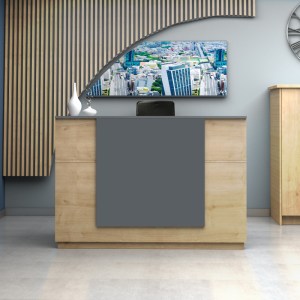 meg-GP028-0136,1-2 ΓΡΑΦΕΙΟ ΥΠΟΔΟΧΗΣ - RECEPTION GEMINI MEGAPAP ΧΡΩΜΑ ΦΥΣΙΚΟ ΟΞΙΑΣ - ΑΝΘΡΑΚΙ 180X70X110ΕΚ.