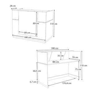 meg-GP028-0136,1-6 ΓΡΑΦΕΙΟ ΥΠΟΔΟΧΗΣ - RECEPTION GEMINI MEGAPAP ΧΡΩΜΑ ΦΥΣΙΚΟ ΟΞΙΑΣ - ΑΝΘΡΑΚΙ 180X70X110ΕΚ.