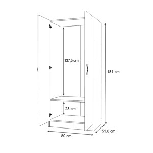 meg-GP028-0137,3-4 ΝΤΟΥΛΑΠΑ ΡΟΥΧΩΝ VIVIAN MEGAPAP ΔΙΦΥΛΛΗ ΧΡΩΜΑ ΚΑΡΥΔΙ 80X51,8X181ΕΚ.