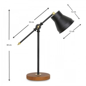 meg-GP029-0034,1-2 ΦΩΤΙΣΤΙΚΟ ΓΡΑΦΕΙΟΥ PAULE MEGAPAP ΜΕΤΑΛΛΟ/MDF ΧΡΩΜΑ ΜΑΥΡΟ 12X12X44ΕΚ.