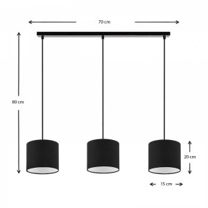 meg-GP029-0080,2-2 ΦΩΤΙΣΤΙΚΟ ΟΡΟΦΗΣ MORRIS MEGAPAP E27 ΥΦΑΣΜΑΤΙΝΟ ΤΡΙΦΩΤΟ ΧΡΩΜΑ ΜΑΥΡΟ 70X15X70ΕΚ.