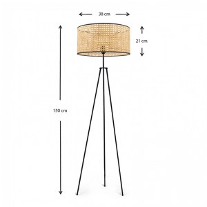 meg-GP029-0095,1-2 ΦΩΤΙΣΤΙΚΟ ΔΑΠΕΔΟΥ IDAHO MEGAPAP E27 ΜΕΤΑΛΛΙΚΟ - ΡΑΤΑΝ ΧΡΩΜΑ ΜΑΥΡΟ - ΦΥΣΙΚΟ Φ38X150ΕΚ.