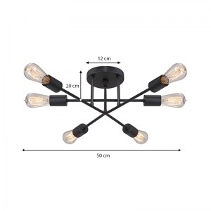 meg-GP029-0108,1-2 ΦΩΤΙΣΤΙΚΟ ΟΡΟΦΗΣ HELGA MEGAPAP E27 ΜΕΤΑΛΛΙΚΟ ΕΞΑΦΩΤΟ ΧΡΩΜΑ ΜΑΥΡΟ 50X12X20ΕΚ.