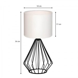 meg-GP029-0109,1-2 ΦΩΤΙΣΤΙΚΟ ΕΠΙΤΡΑΠΕΖΙΟ ALDO MEGAPAP E27 ΥΦΑΣΜΑΤΙΝΟ - ΜΕΤΑΛΛΙΚΟ ΧΡΩΜΑ ΛΕΥΚΟ - ΜΑΥΡΟ Φ18X36ΕΚ.
