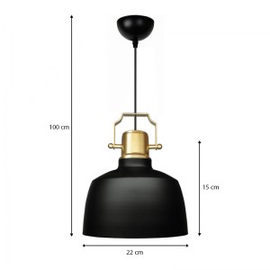 meg-GP029-0115,1-2 ΦΩΤΙΣΤΙΚΟ ΟΡΟΦΗΣ ARTES MEGAPAP E27 ΜΕΤΑΛΛΙΚΟ ΜΟΝΟΦΩΤΟ ΧΡΩΜΑ ΜΑΥΡΟ - ΧΡΥΣΟ Φ22X100ΕΚ.