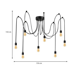meg-GP029-0119,1-2 ΦΩΤΙΣΤΙΚΟ ΟΡΟΦΗΣ OCTOPUS MEGAPAP E27 ΟΚΤΑΦΩΤΟ ΧΡΩΜΑ ΜΑΥΡΟ 150ΕΚ.