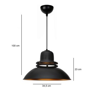 meg-GP029-0132,1-2 ΦΩΤΙΣΤΙΚΟ ΟΡΟΦΗΣ GEREK MEGAPAP E27 ΜΕΤΑΛΛΙΚΟ ΜΟΝΟΦΩΤΟ ΧΡΩΜΑ ΜΑΥΡΟ Ø34,5X100ΕΚ.