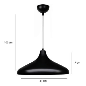 meg-GP029-0135,3-2 ΦΩΤΙΣΤΙΚΟ ΟΡΟΦΗΣ LELA MEGAPAP E27 ΜΕΤΑΛΛΙΚΟ ΜΟΝΟΦΩΤΟ ΧΡΩΜΑ ΜΑΥΡΟ Ø31X100ΕΚ.