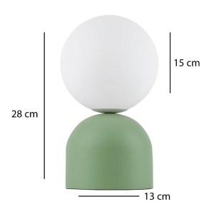meg-GP029-0140,1-2 ΦΩΤΙΣΤΙΚΟ ΕΠΙΤΡΑΠΕΖΙΟ ALBUS MEGAPAP E14 ΜΕΤΑΛΛΙΚΟ - ΓΥΑΛΙΝΟ ΧΡΩΜΑ ΜΕΝΤΑ - ΛΕΥΚΟ Ø13X28ΕΚ.