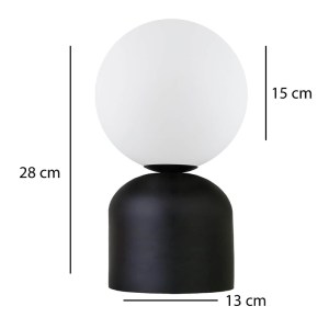 meg-GP029-0140,3-2 ΦΩΤΙΣΤΙΚΟ ΕΠΙΤΡΑΠΕΖΙΟ ALBUS MEGAPAP E14 ΜΕΤΑΛΛΙΚΟ - ΓΥΑΛΙΝΟ ΧΡΩΜΑ ΜΑΥΡΟ - ΛΕΥΚΟ Ø13X28ΕΚ.