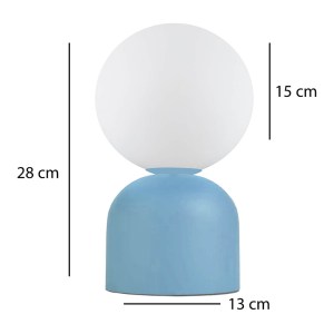 meg-GP029-0140,4-2 ΦΩΤΙΣΤΙΚΟ ΕΠΙΤΡΑΠΕΖΙΟ ALBUS MEGAPAP E14 ΜΕΤΑΛΛΙΚΟ - ΓΥΑΛΙΝΟ ΧΡΩΜΑ ΜΠΛΕ - ΛΕΥΚΟ Ø13X28ΕΚ.