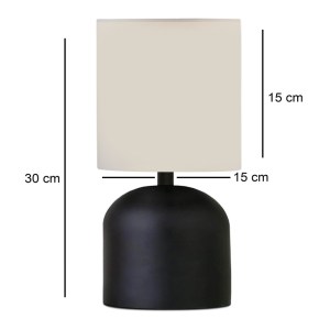 meg-GP029-0142,2-2 ΦΩΤΙΣΤΙΚΟ ΕΠΙΤΡΑΠΕΖΙΟ NEHORA MEGAPAP E27 ΜΕΤΑΛΛΙΚΟ - ΥΦΑΣΜΑ PVC ΧΡΩΜΑ ΜΑΥΡΟ - ΚΡΕΜ Ø15X30ΕΚ.