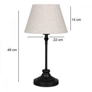 meg-GP029-0147,1-2 ΦΩΤΙΣΤΙΚΟ ΕΠΙΤΡΑΠΕΖΙΟ GRACE MEGAPAP E27 ΜΕΤΑΛΛΙΚΟ - ΥΦΑΣΜΑ PVC ΧΡΩΜΑ ΜΑΥΡΟ - ΚΡΕΜ Ø22X48ΕΚ.