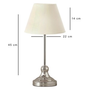 meg-GP029-0148,1-2 ΦΩΤΙΣΤΙΚΟ ΕΠΙΤΡΑΠΕΖΙΟ GRACE MEGAPAP E27 ΜΕΤΑΛΛΙΚΟ - ΥΦΑΣΜΑ PVC ΧΡΩΜΑ ΑΣΗΜΙ - ΚΡΕΜ Ø22X45ΕΚ.