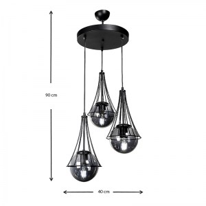 meg-GP030-0005,2-2 ΦΩΤΙΣΤΙΚΟ ΟΡΟΦΗΣ CHAVI MEGAPAP ΜΕΤΑΛΛΙΚΟ ΤΡΙΦΩΤΟ ΧΡΩΜΑ ΜΑΥΡΟ 40X40X90ΕΚ.