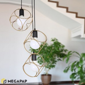 meg-GP030-0009,1-1 ΦΩΤΙΣΤΙΚΟ ΟΡΟΦΗΣ LUSITA MEGAPAP ΜΕΤΑΛΛΙΚΟ ΤΡΙΦΩΤΟ ΧΡΩΜΑ ΧΡΥΣΟ 35X35X90ΕΚ.