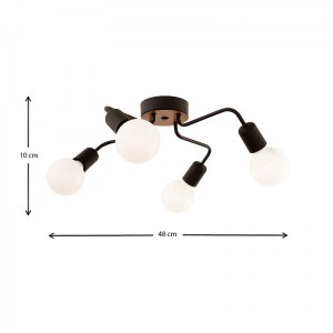 meg-GP030-0012,1-2 ΦΩΤΙΣΤΙΚΟ ΟΡΟΦΗΣ HORUS MEGAPAP ΜΕΤΑΛΛΙΚΟ ΤΕΤΡΑΦΩΤΟ ΧΡΩΜΑ ΜΑΥΡΟ 48X48X10ΕΚ.