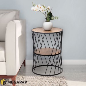 meg-GP030-0037,1-1 ΒΟΗΘΗΤΙΚΟ ΤΡΑΠΕΖΑΚΙ JASPIN MEGAPAP ΜΕΤΑΛΛΙΚΟ - MDF ΧΡΩΜΑ ΜΑΥΡΟ - ΚΑΡΥΔΙ 32X32X44ΕΚ.