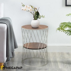 meg-GP030-0037,2-1 ΒΟΗΘΗΤΙΚΟ ΤΡΑΠΕΖΑΚΙ JASPIN MEGAPAP ΜΕΤΑΛΛΙΚΟ - MDF ΧΡΩΜΑ ΛΕΥΚΟ - ΚΑΡΥΔΙ 32X32X44ΕΚ.